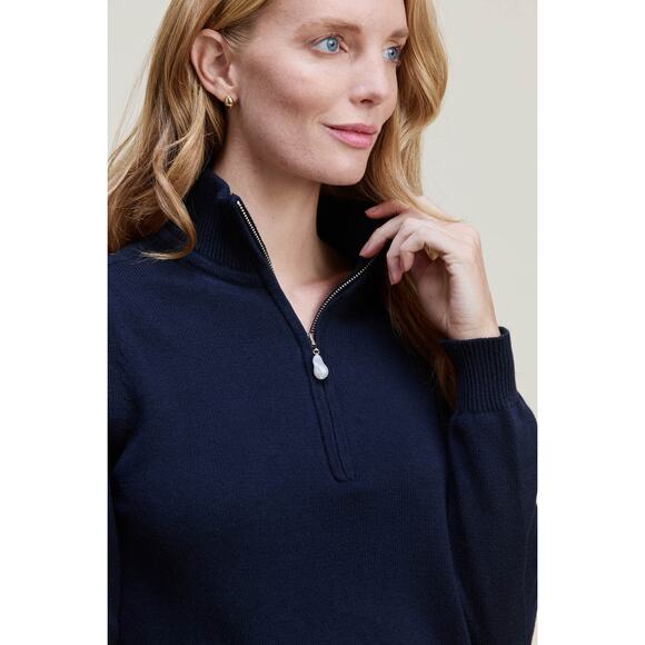 Kilte The Taylor Quarter Zip Cashmere Cotton Blend Sweater Size 2 Medium - Picture 12 of 13